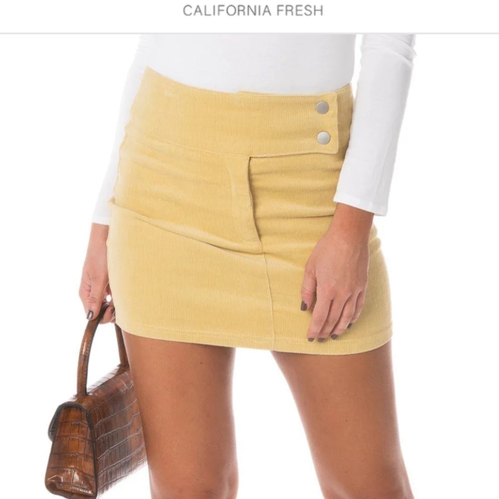 Yellow corduroy mini skirt size SMALL